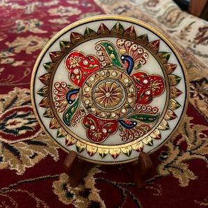 Decorative plate with stand, handmade in India